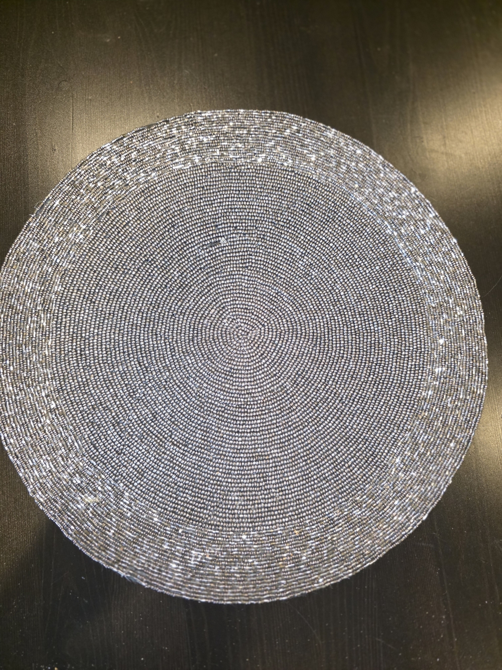 Food Network Silver Beaded Round Placemat